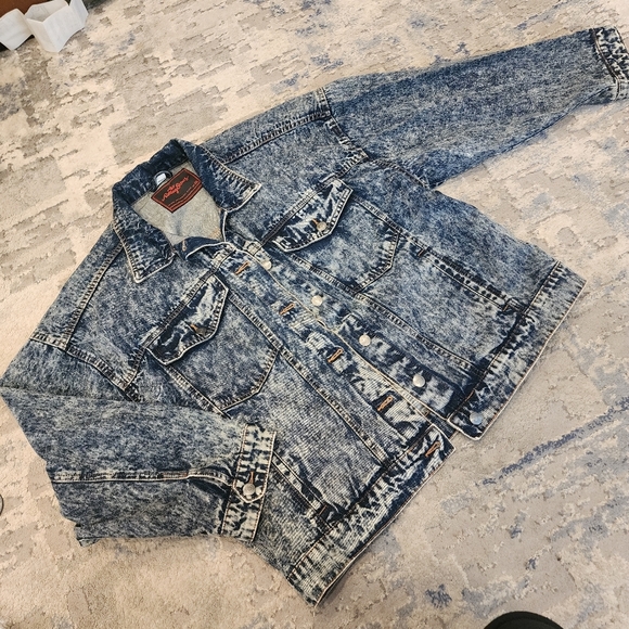 Rolling Stones Acid Wash Denim Jacket Button Front Size XXL Unisex Pockets - Picture 5 of 16